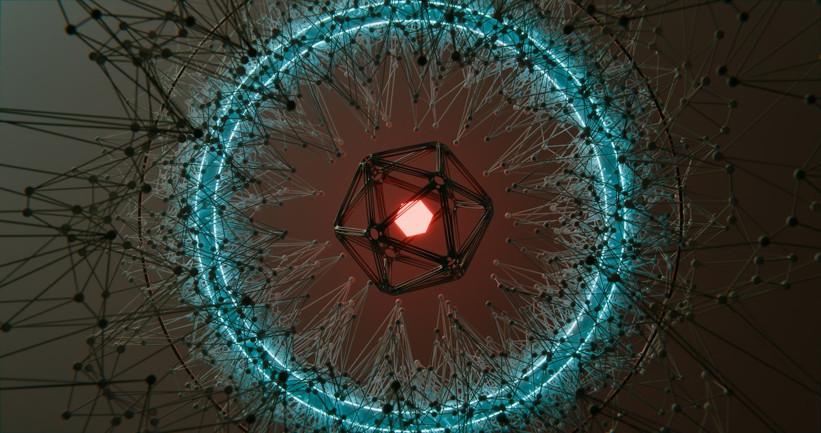 Red threat core contained inside a glowing teal defensive ring